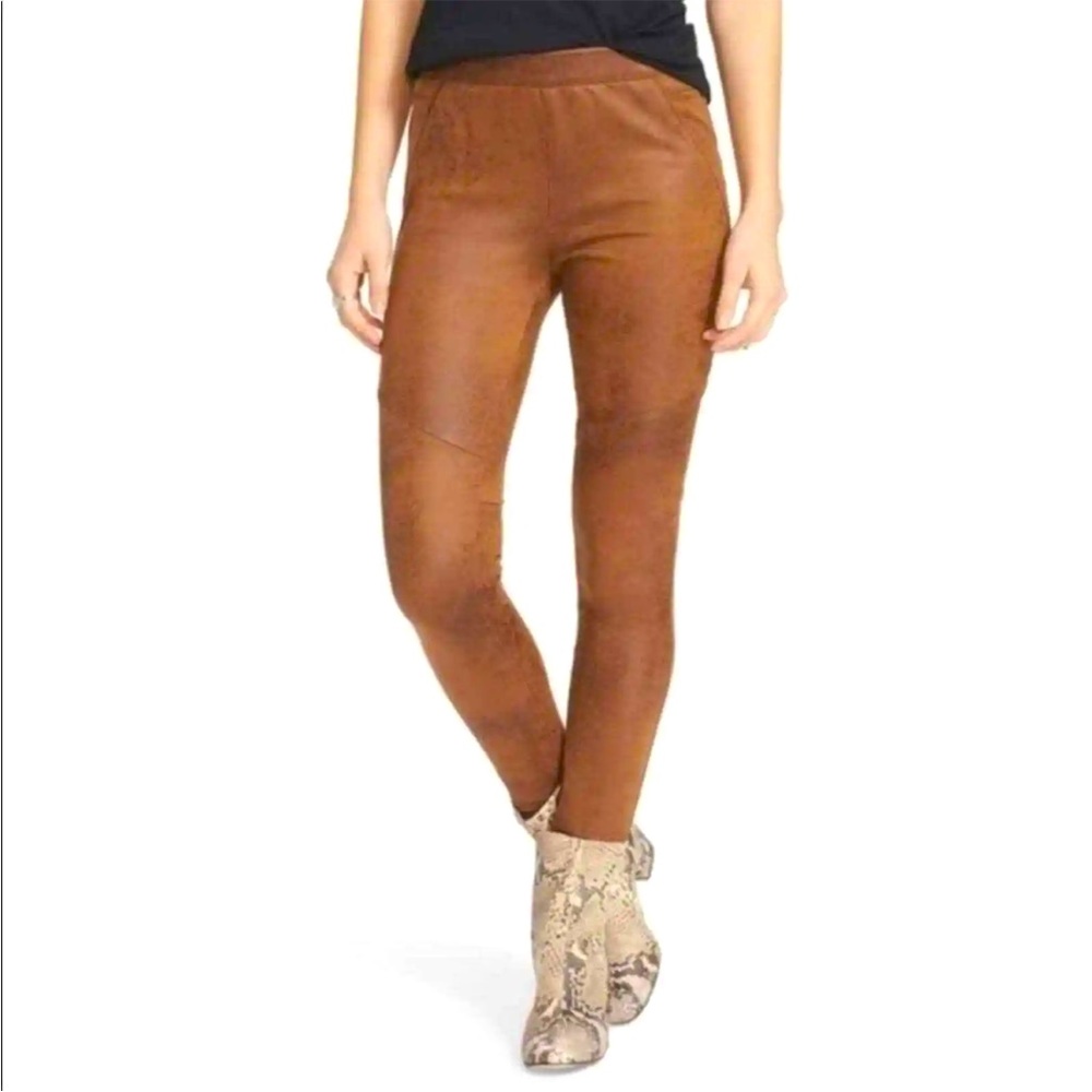 Free People Brown Faux Suede Leather Skinny Leggings